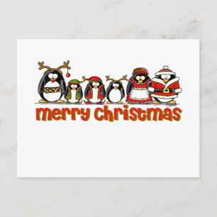 Cartão Postal De Festividades Feliz Natal Pinguins