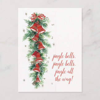 Cartão Postal De Festividades Feliz Natal | Pinos e sinos de junção retrais