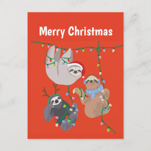 Cartão Postal De Festividades Feliz Natal Preguiça