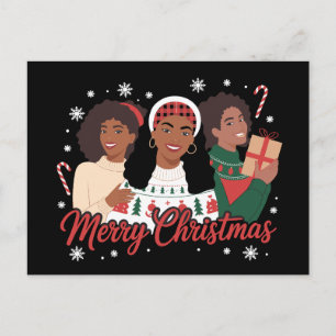 Cartão Postal De Festividades Feliz Natal Rainha Negra Menina Africana Melanina