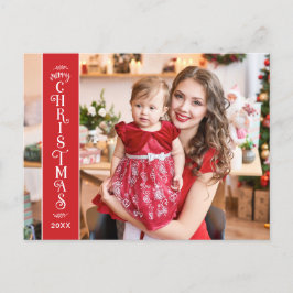 Cartão Postal De Festividades Feliz Natal Red 2 Fotografias Família