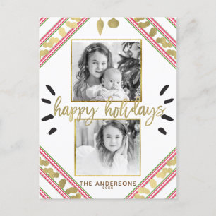 Cartão Postal De Festividades Feliz Natal Red White Strike Foto