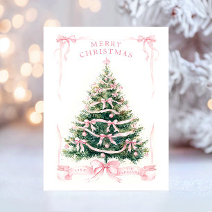 Cartão Postal De Festividades Feliz Natal Rosa 