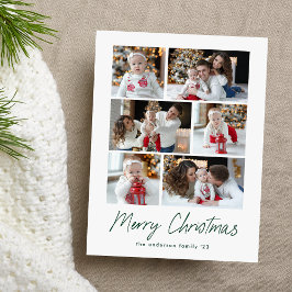 Cartão Postal De Festividades Feliz Natal Roteiro Verde 6 Colagem de Fotos