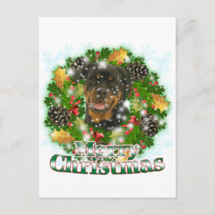 Cartão Postal De Festividades Feliz Natal Rottweiler