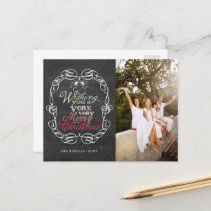 Cartão Postal De Festividades Feliz Natal Rustic Chalkboard Mistletofotos