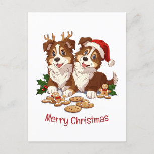 Cartão Postal De Festividades Feliz Natal Shetland Sheepdog