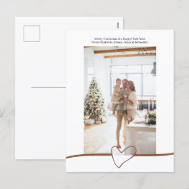 Cartão Postal De Festividades Feliz Natal Simples Coração Elegante Personalizado