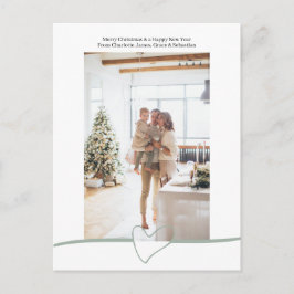 Cartão Postal De Festividades Feliz Natal Simples Coração Elegante Personalizado