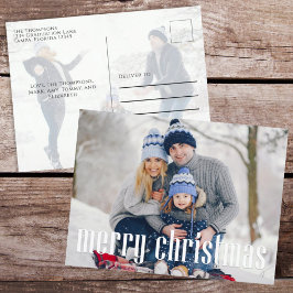 Cartão Postal De Festividades Feliz Natal Simples Minimalista Duas Fotografias C