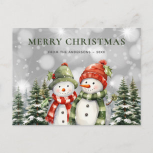 Cartão Postal De Festividades Feliz Natal Snowman