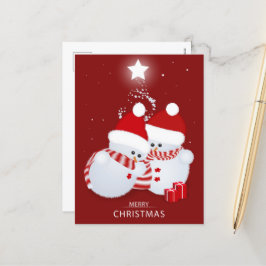Cartão Postal De Festividades Feliz Natal Snowmen