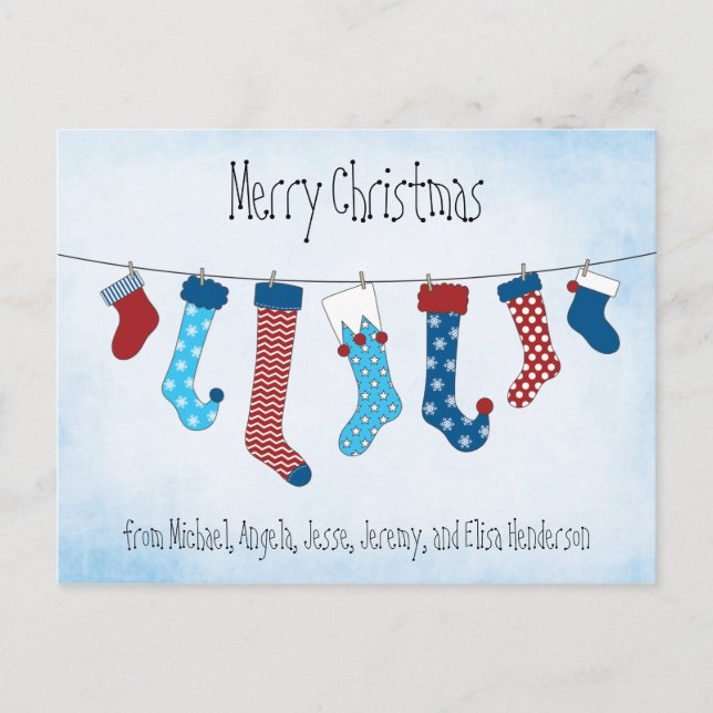 Cartão Postal De Festividades Feliz Natal Stockings (Frente)