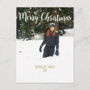 Cartão Postal De Festividades FELIZ NATAL Tipo Branco Foto de Férias Personaliza