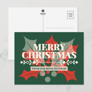 Cartão Postal De Festividades Feliz Natal Tipografia de Azevinho Cartão de Natal