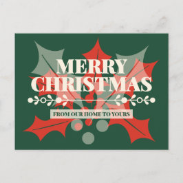 Cartão Postal De Festividades Feliz Natal Tipografia de Azevinho Cartão de Natal