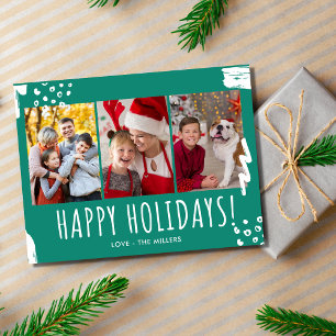 Cartão Postal De Festividades Feliz Natal Três Fotografias Natal