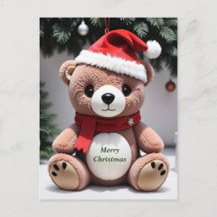 Cartão Postal De Festividades Feliz Natal Ursinho de Pelúcia