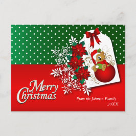 Cartão Postal De Festividades Feliz Natal Urso de Teddy