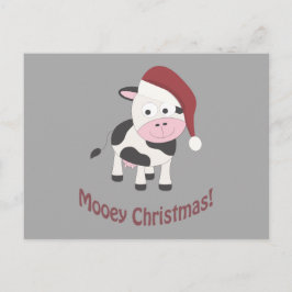 Cartão Postal De Festividades Feliz Natal! Vaca papai noel