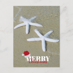 Cartão Postal De Festividades Feliz Natal Verão Starfish Praia Xmas
