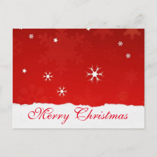 Cartão Postal De Festividades Feliz Natal vermelho elegante simples da neve da