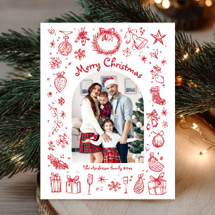 Cartão Postal De Festividades Feliz Natal Vermelho Festivo