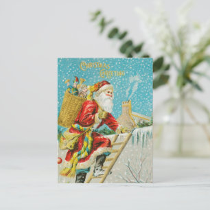 Cartão Postal De Festividades Feliz Natal Vintage art