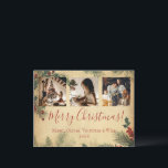 Cartão Postal De Festividades Feliz Natal Vintage Foto Russo<br><div class="desc">Feliz rico de Natal - 3 foto colagem cartaz postal com cartão-postal vintage pine rustic background. Adicione suas fotos da família favorita para personalizar. Adicione a sua mensagem pessoal no verso do cartão. Tão simples,  mas chique.</div>