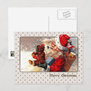 Cartão Postal De Festividades Feliz Natal. Vintage Santa Claus