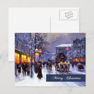 Cartão Postal De Festividades Feliz Natal. Vintage Winter Parisiense Scense