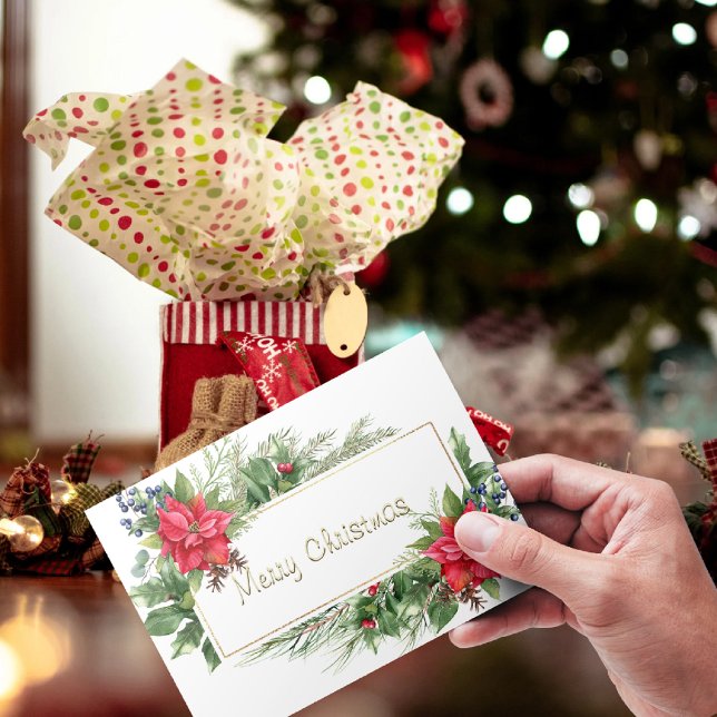 Cartão Postal De Festividades Feliz Natal Wreath Intitulado Winter Red Saudação (Criador carregado)