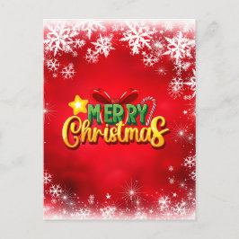 Cartão Postal De Festividades Feliz Natal Xmas Red Green Dourado Amor de Férias