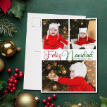 Cartão Postal De Festividades Feliz Navidad 3 Foto - Fora de Natal Espanhol<br><div class="desc">Cartaz de Natal bonito Feliz Navidad com belas escrituras cursivas em vermelho e verde para uma família que fala espanhol. Este cartão de fotografia da família de feriados moderno apresenta um lindo roteiro em Espanol e seu nome em 3 fotos bonitinhas.</div>