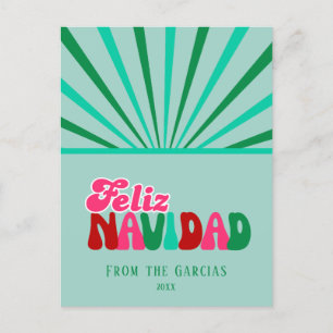 Cartão Postal De Festividades Feliz Navidad - Aqua personalizado sem foto