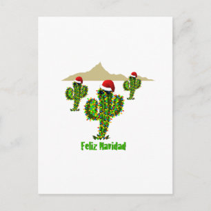 Cartão Postal De Festividades Feliz Navidad - Arizona Christmas Saguaro Lights