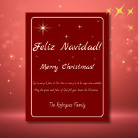 Feliz Navidad Dourado e Vermelho Natal Bilingue
