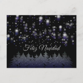 Cartão Postal De Festividades Feliz Navidad Espanhola de Natal Neve Estrelada