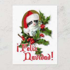 Cartão Postal De Festividades Feliz Navidad - Kitten de Natal