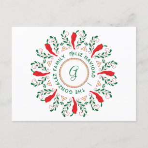 Cartão Postal De Festividades Feliz Navidad Pimenta Vermelha Chile