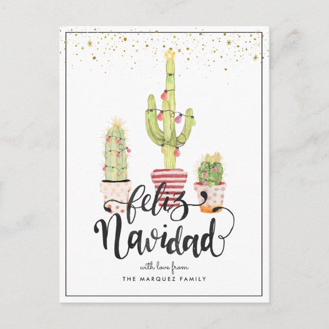 Cartão Postal De Festividades Feliz Navidad | Saudação de Natal Espanhol (Frente)