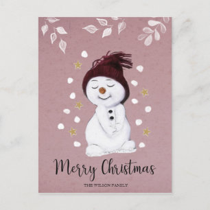 Cartão Postal De Festividades Feliz Neve Feliz Feriado de Natal Rosa