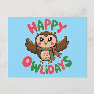 Cartão Postal De Festividades Feliz Owlidays