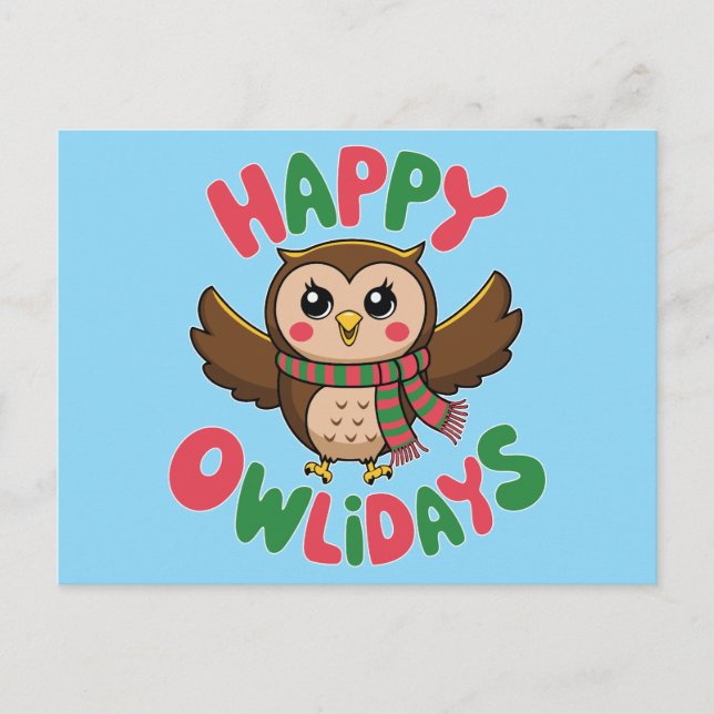 Cartão Postal De Festividades Feliz Owlidays (Frente)