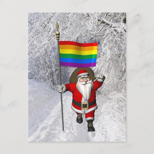 Cartão Postal De Festividades Feliz Papai Noel Apoia Direitos Gays (Frente)
