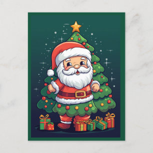 Cartão Postal De Festividades Feliz Papai noel de Natal