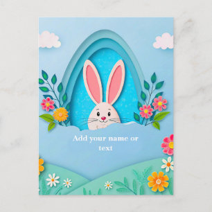 Cartão Postal De Festividades Feliz Páscoa Coelho da Páscoa e Floral Caprichos