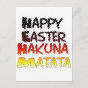 Cartão Postal De Festividades Feliz Páscoa: Design de Arte de Texto Hakuna Matat