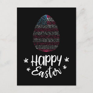 Cartão Postal De Festividades Feliz Páscoa e ovo de Páscoa com bandeira american