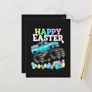 Cartão Postal De Festividades Feliz Páscoa Monster Truck Ovos de Páscoa